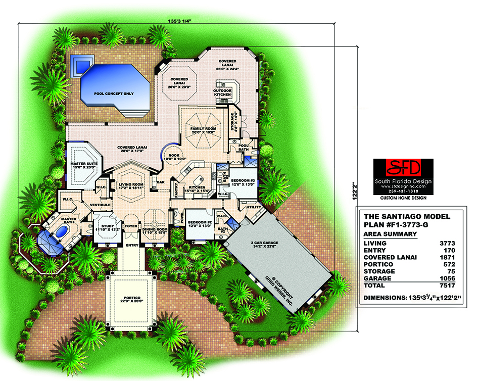 South Florida Design Tuscan 1Story Luxury House PlanSouth Florida Design