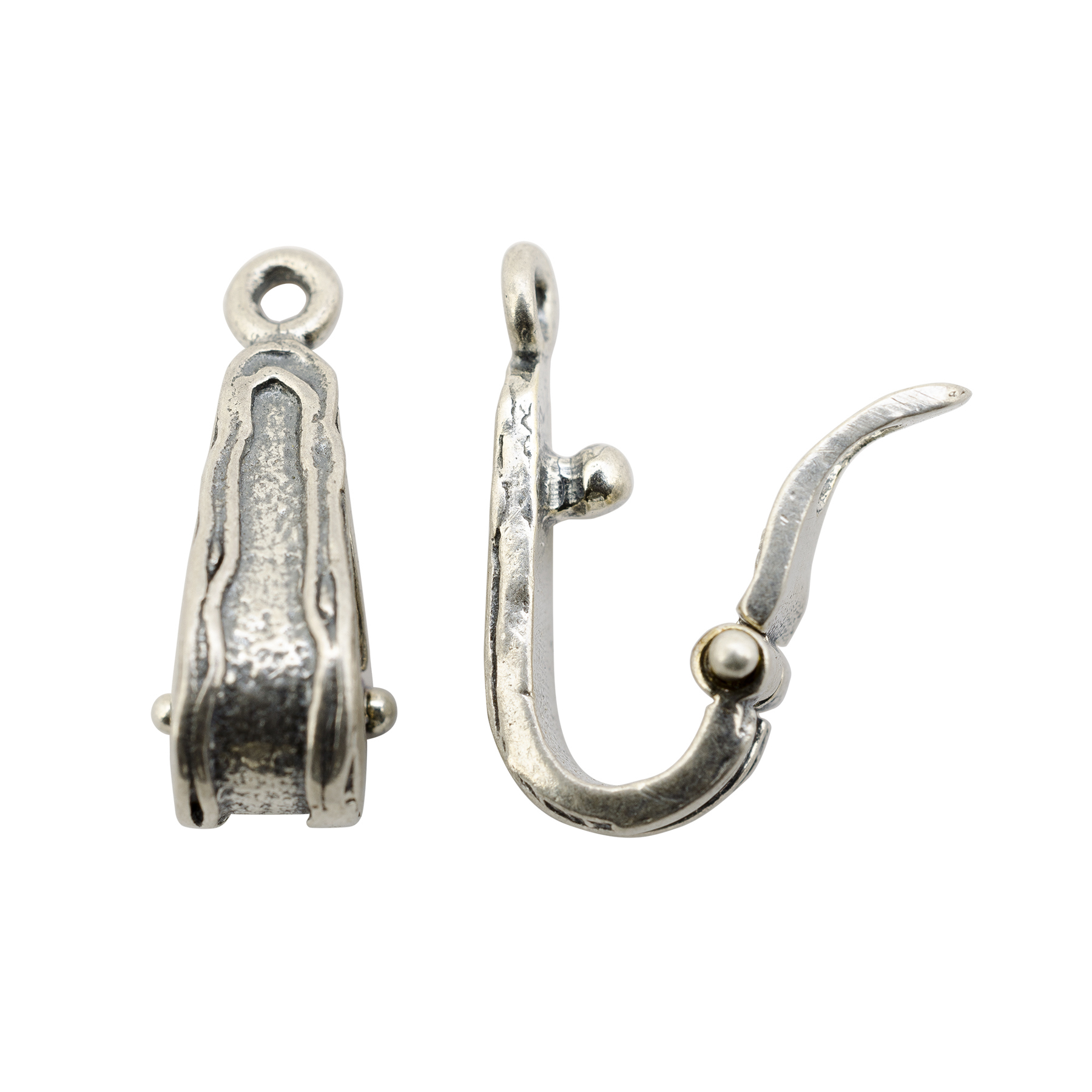 5/8" 4mm ID Ribbon Edged Sterling Silver Hinged Enhancer Bail Santa