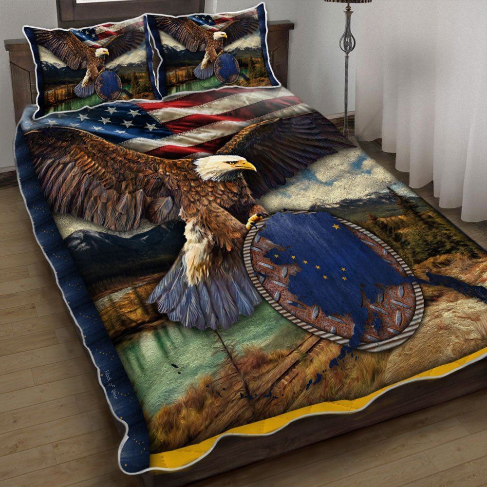 Alaska State Eagle Quilt Bedding Set Giftcustom