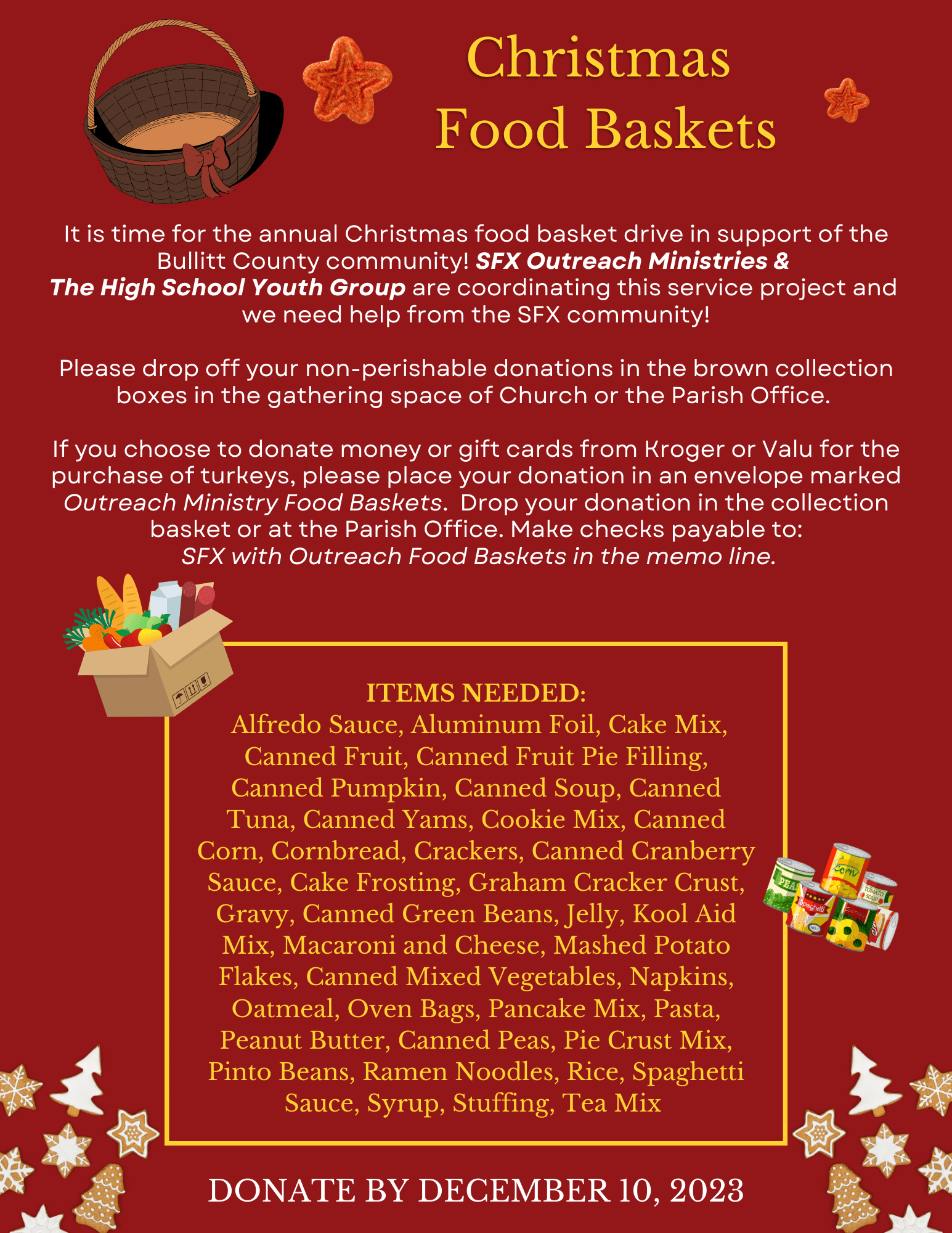 Christmas Food Baskets St. Francis Xavier Church