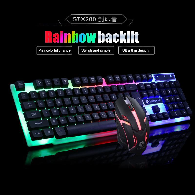 Mechanical handfeeling keyboard and mouse set rainbow