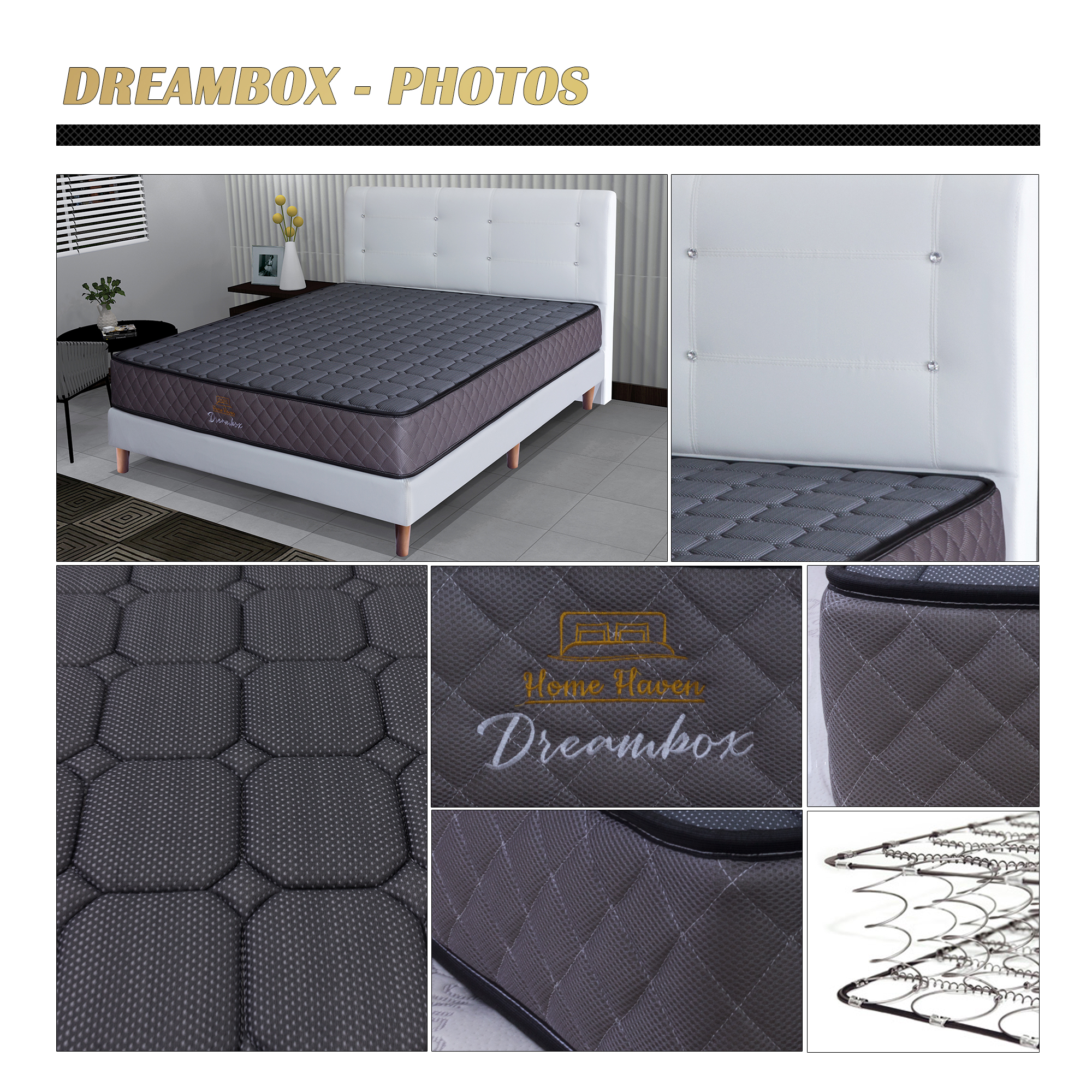 HomeHaven® 8 Inches Spring Mattress with Divan Bed Frame Dreambox