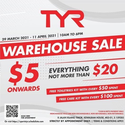 711 Apr 2021 TYR Warehouse Sale at Jalan Kilang Timor SG