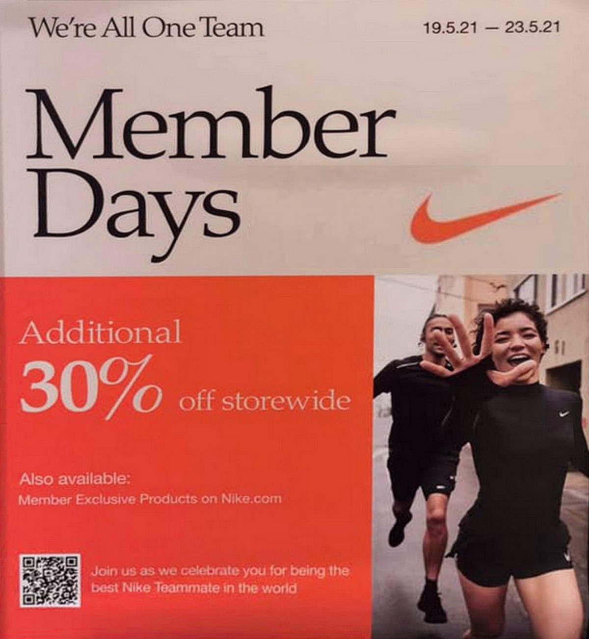 Now till 23 May 2021 Nike Members Day Sale! Storewide Extra 30 OFF
