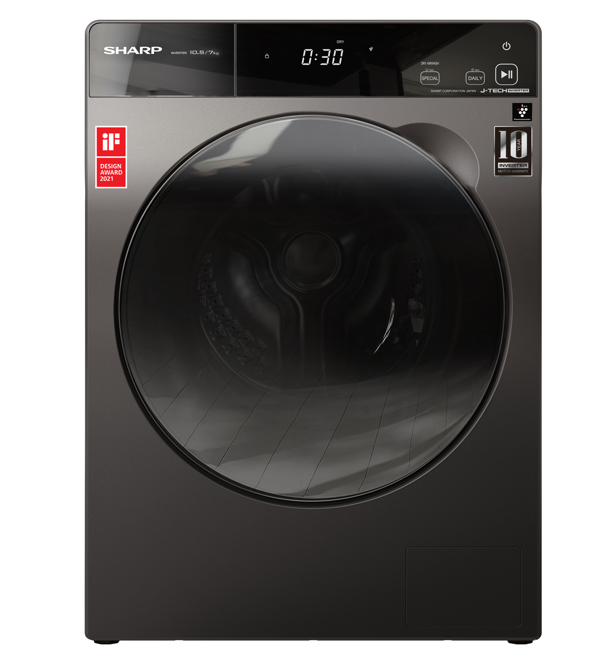 10.5kg Front Load Washer / 7.0 kg Dryer ESFW105D7PS Sharp Singapore