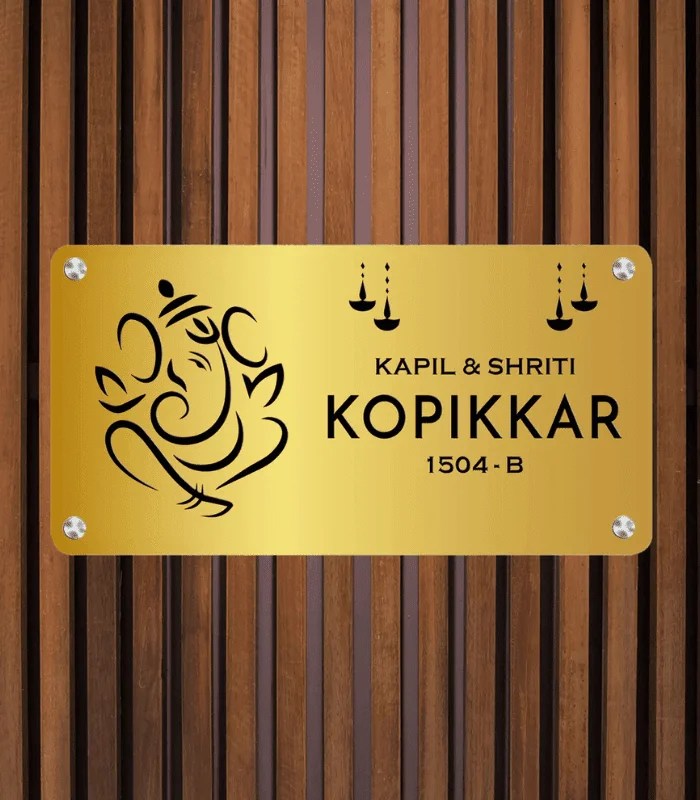 Personalized Name Plate Design with Ganesha God Nameplate For Home