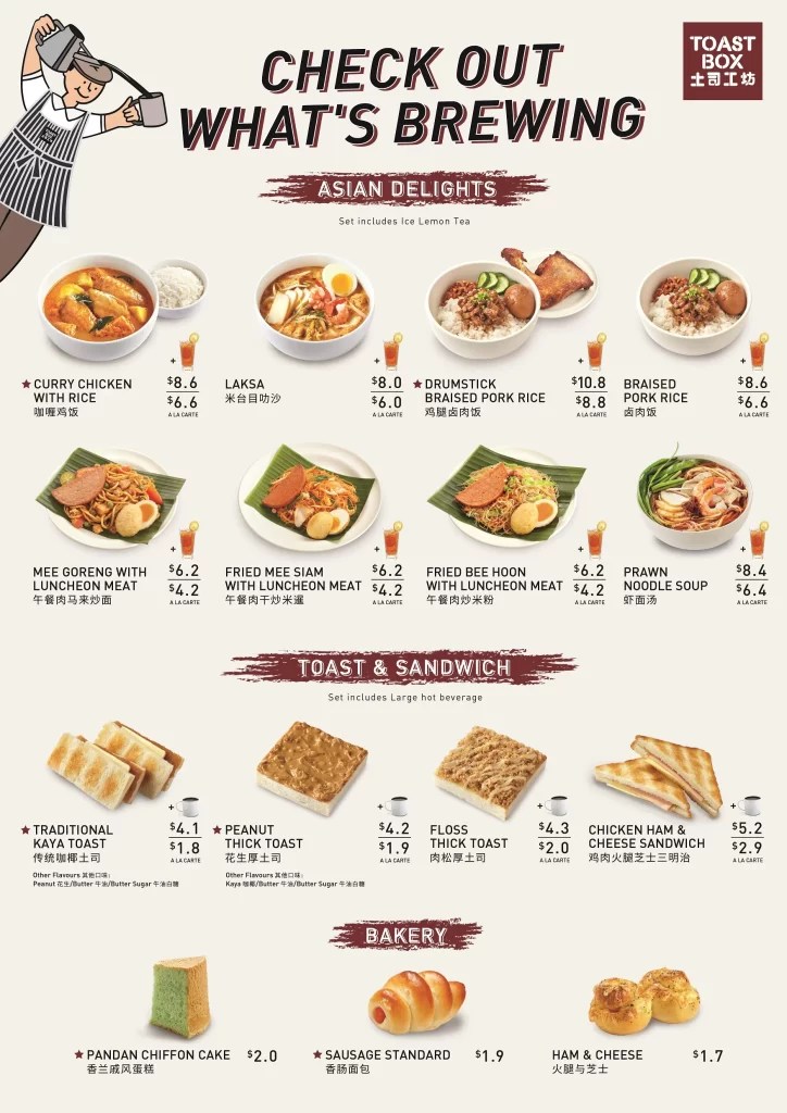 Toast Box Menu & Price list Singapore Updated 2024