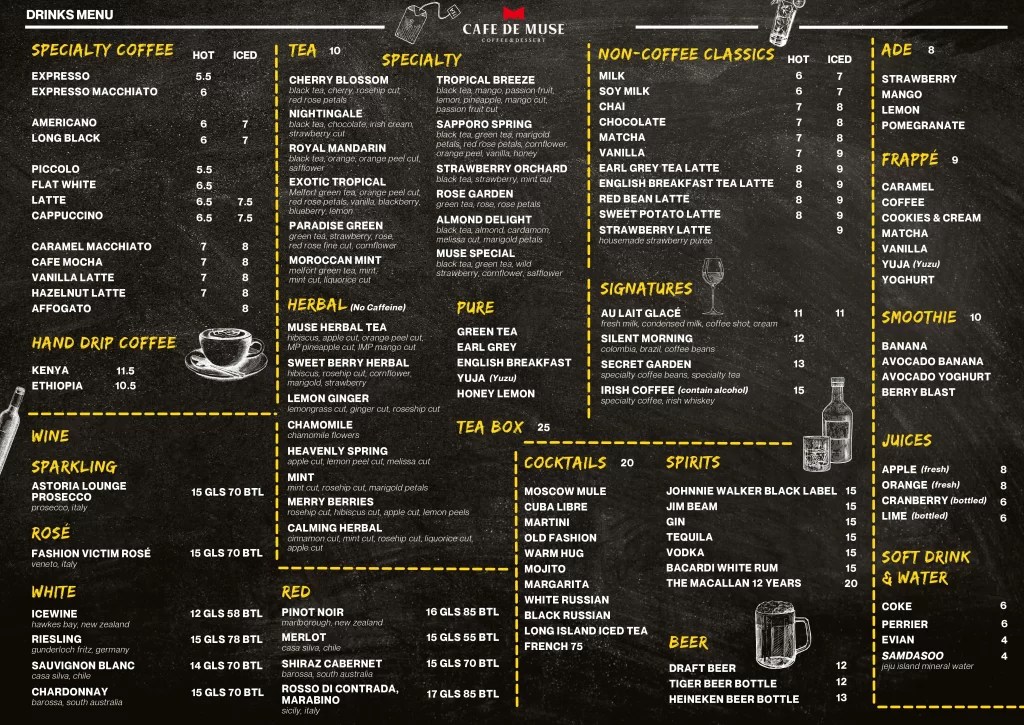 Cafe de Muse Singapore Menu & Price List Updated Apr 2024