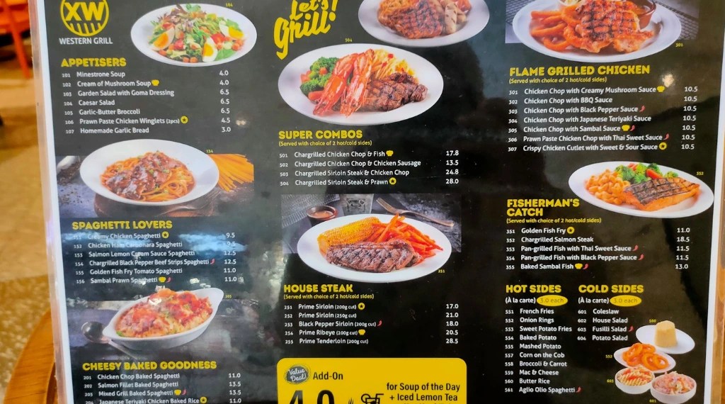 XW Western Grill Singapore Menu Prices Updated 2024