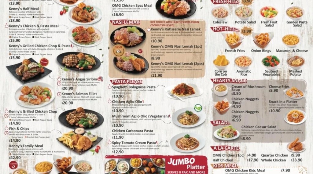 Kenny Rogers Roasters Singapore Menu Prices Updated 2024