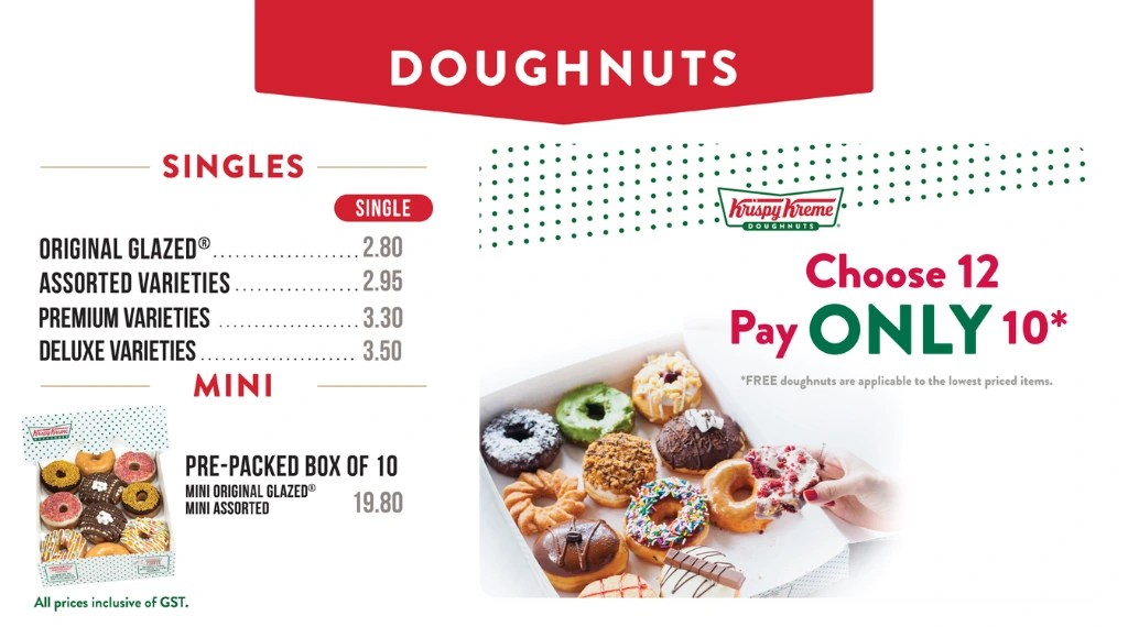 KRISPY KREME SINGAPORE MENU PRICES UPDATED 2024