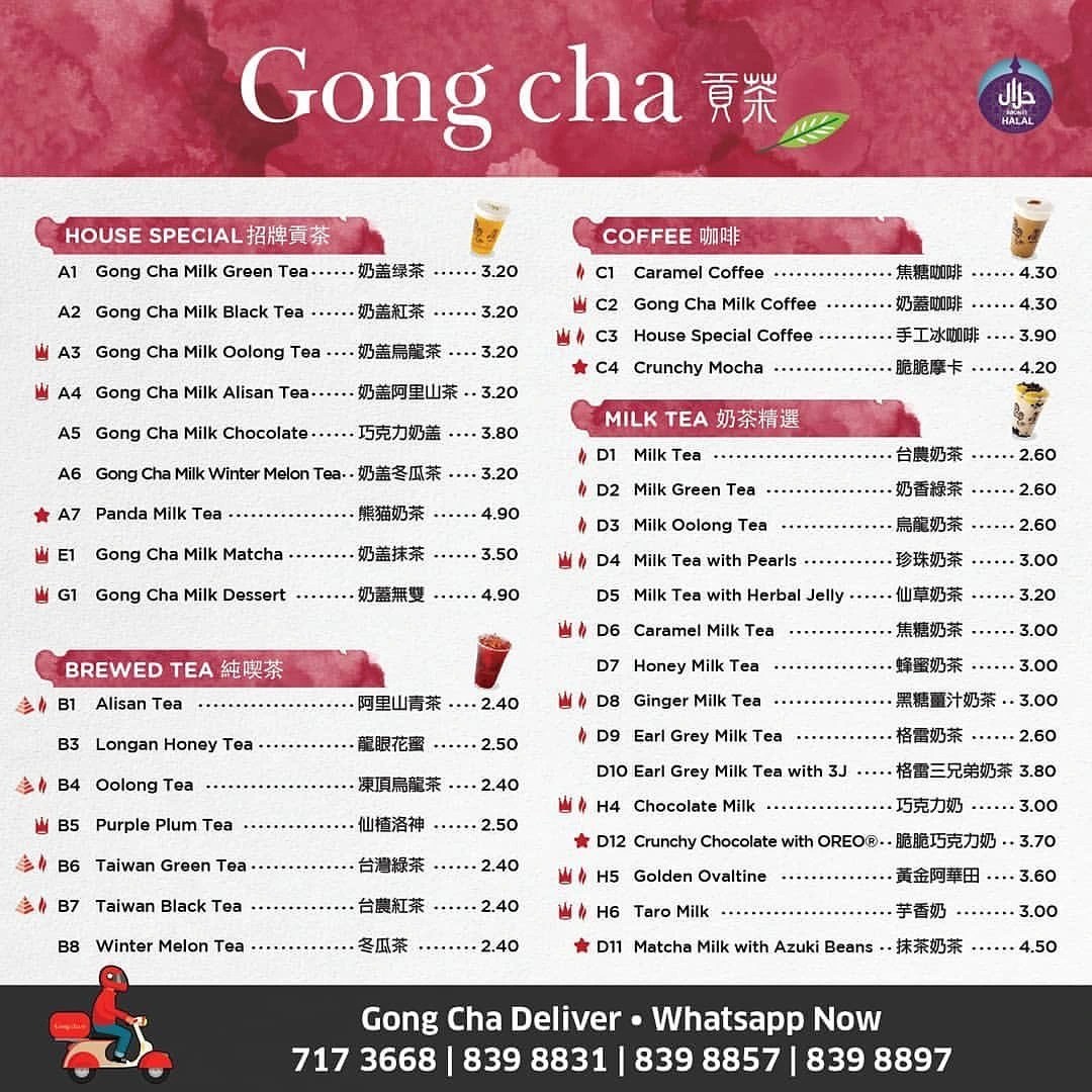 GONG CHA BRUNEI MENU SINGAPORE & UPDATED PRICES 2024