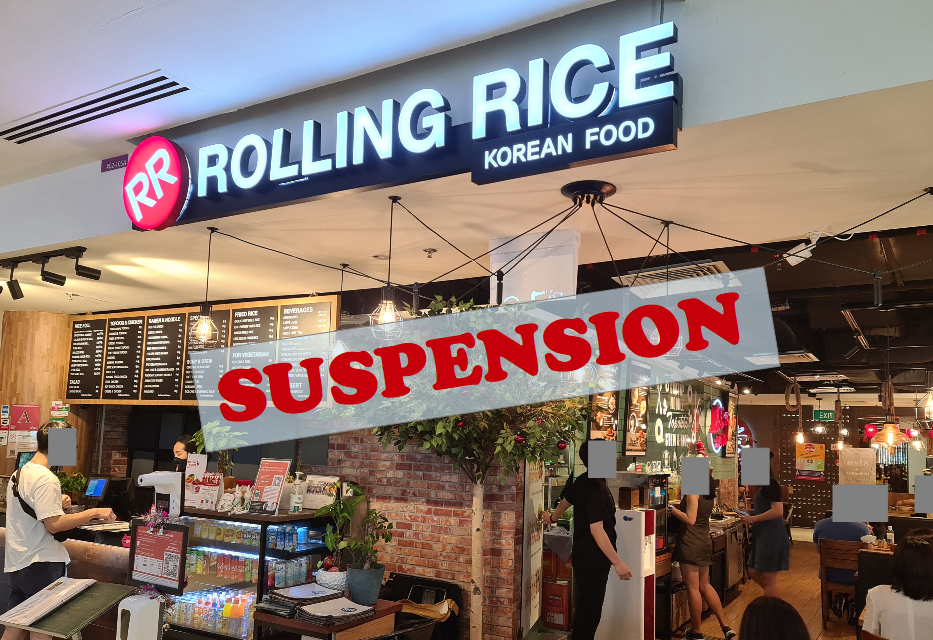 Suspension of Licence of Rolling Rice Korean Food at 6 Raffles