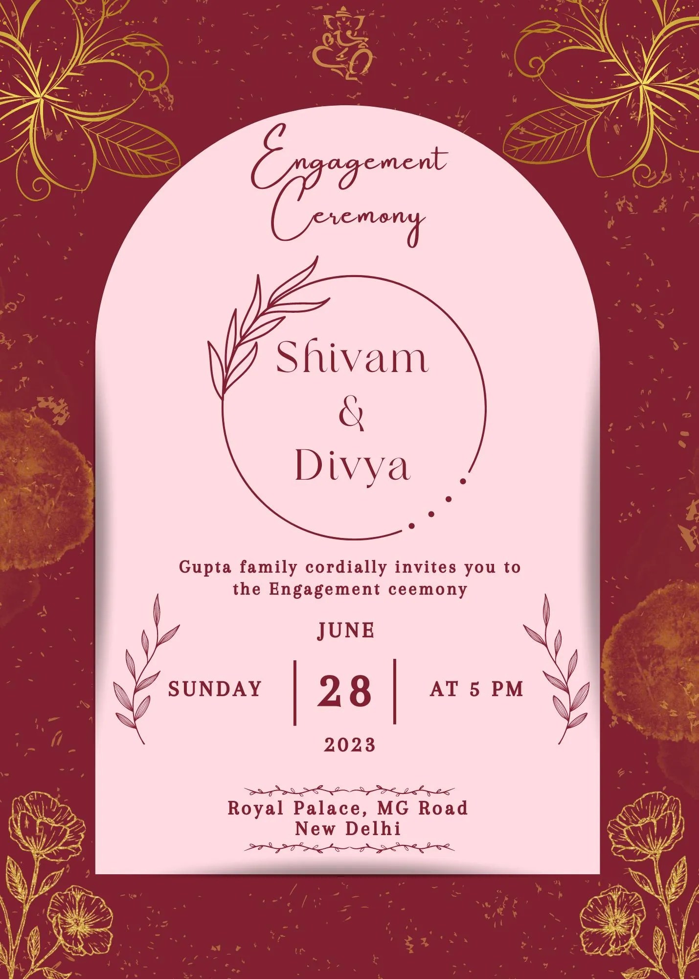 Ring Ceremony Invitation Card Engagement Invitation Maker [New Designs]