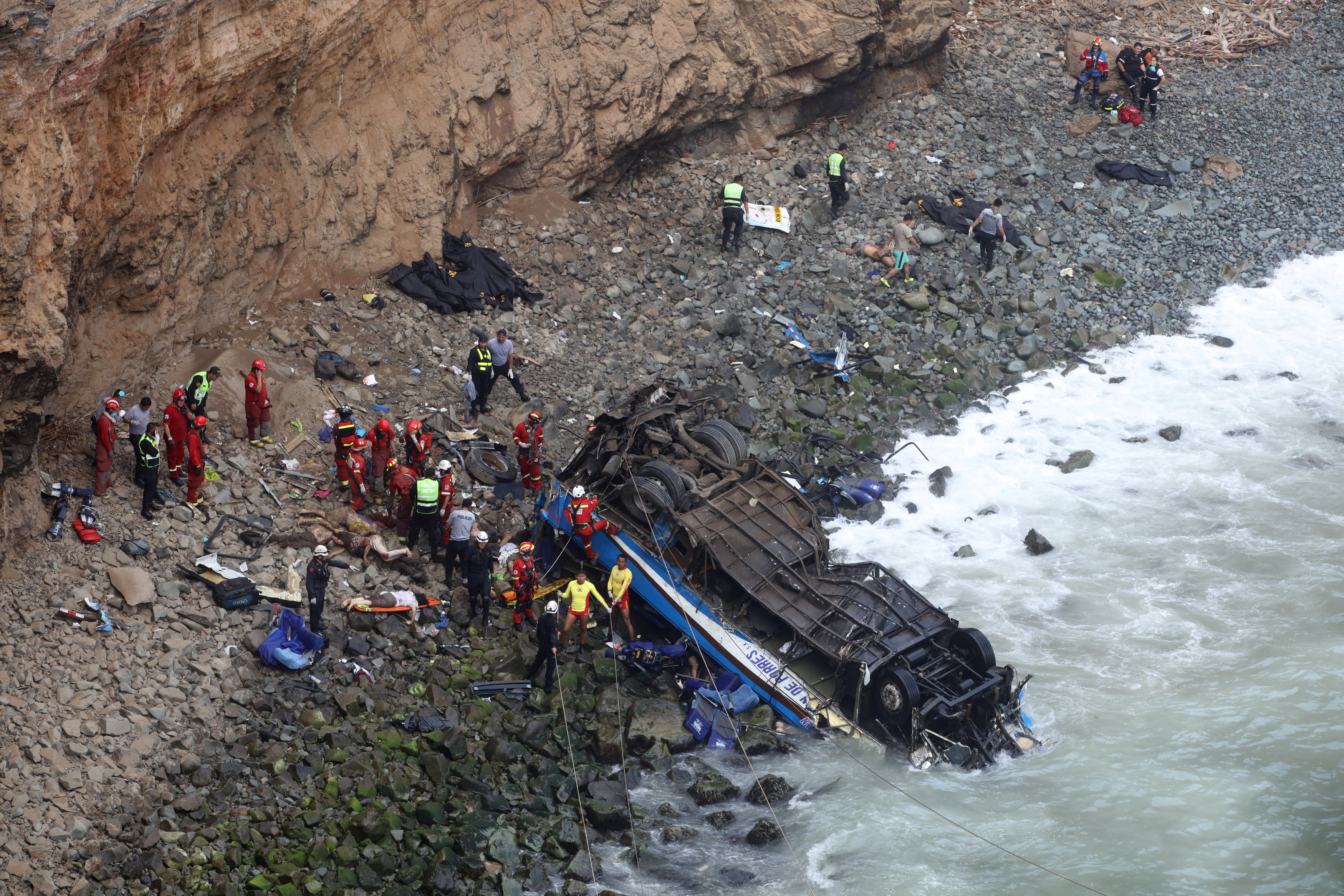 In pictures Bus careens off cliff in Peru Times of Oman