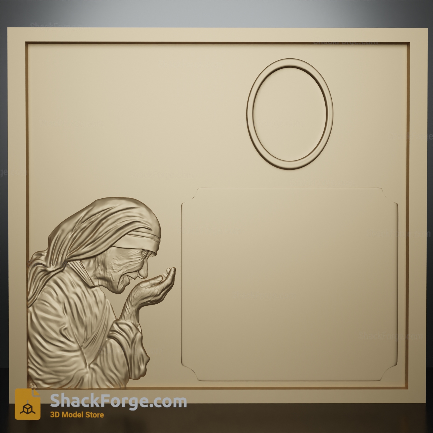 3D STLBMP Wall Headstone with Mother Teresa of Calcutta sculpture and