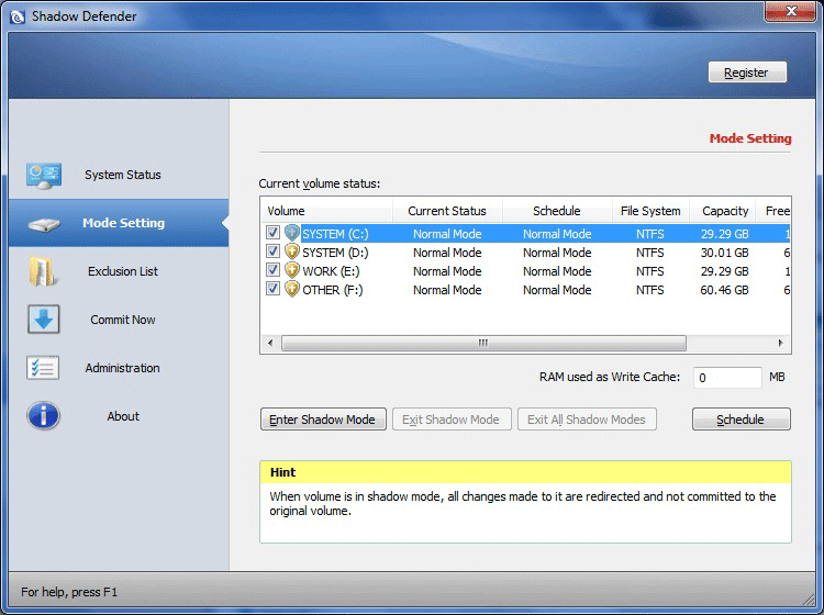Shadow Defender Manual