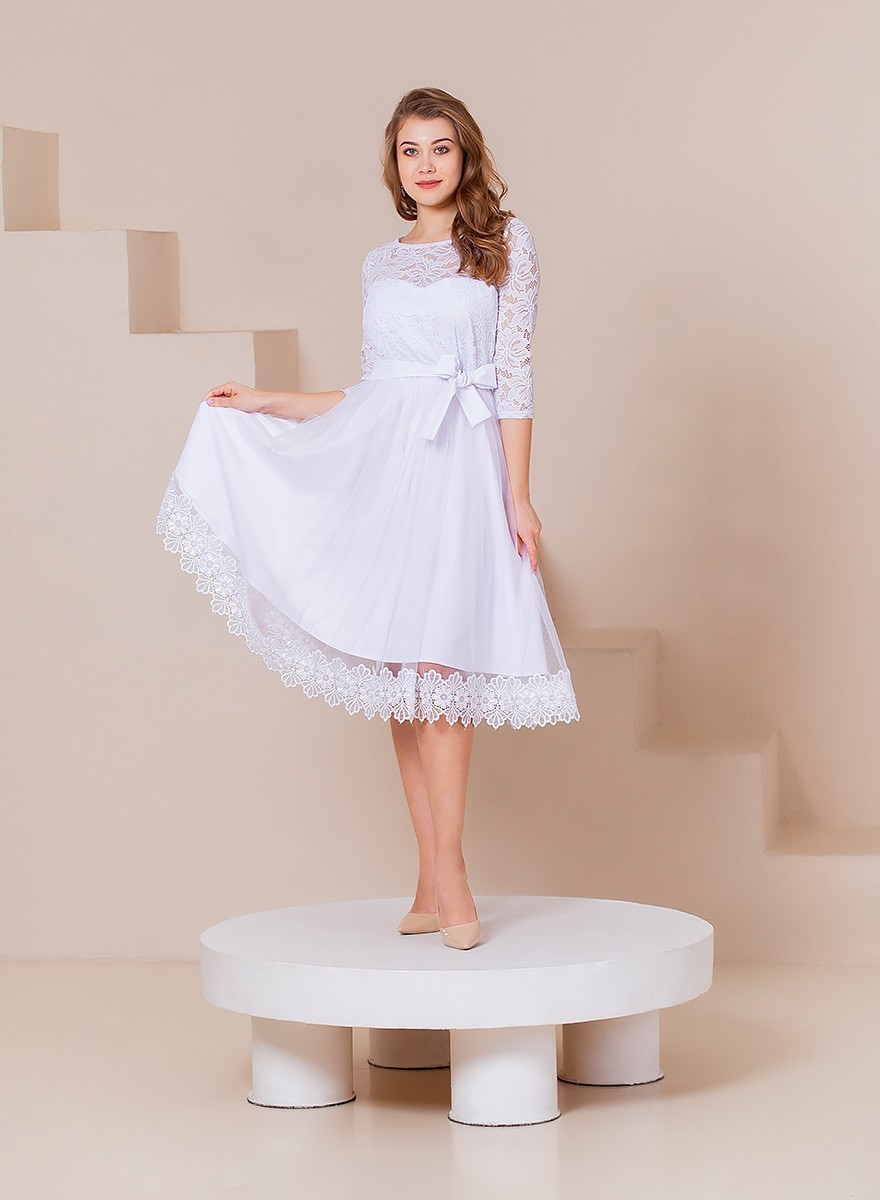 Elegant milk dress with lace and lace 19598 from Liudmyla Hural with donate to u24