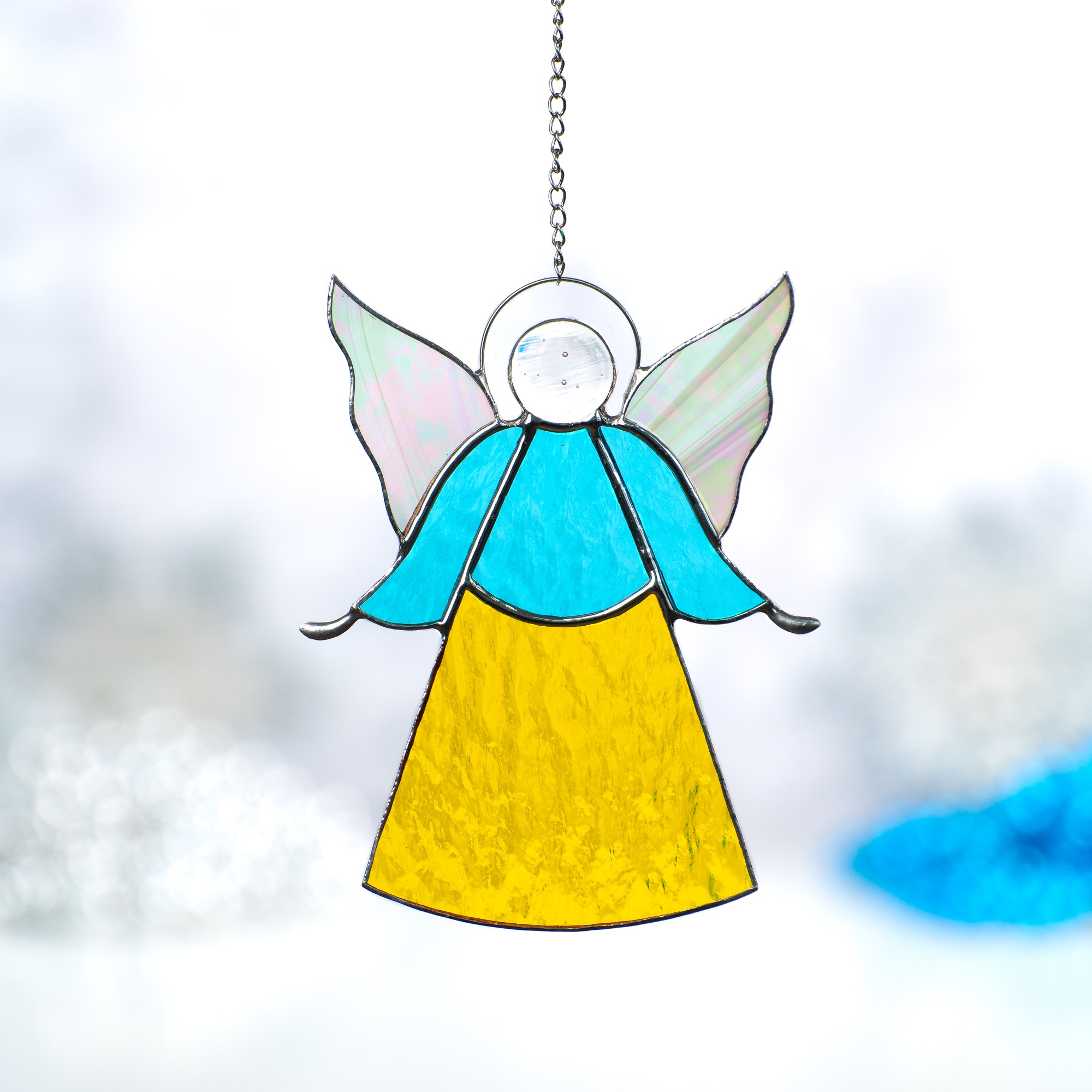 Handmade stained glass angel decor 5370 from GlassArtStories with