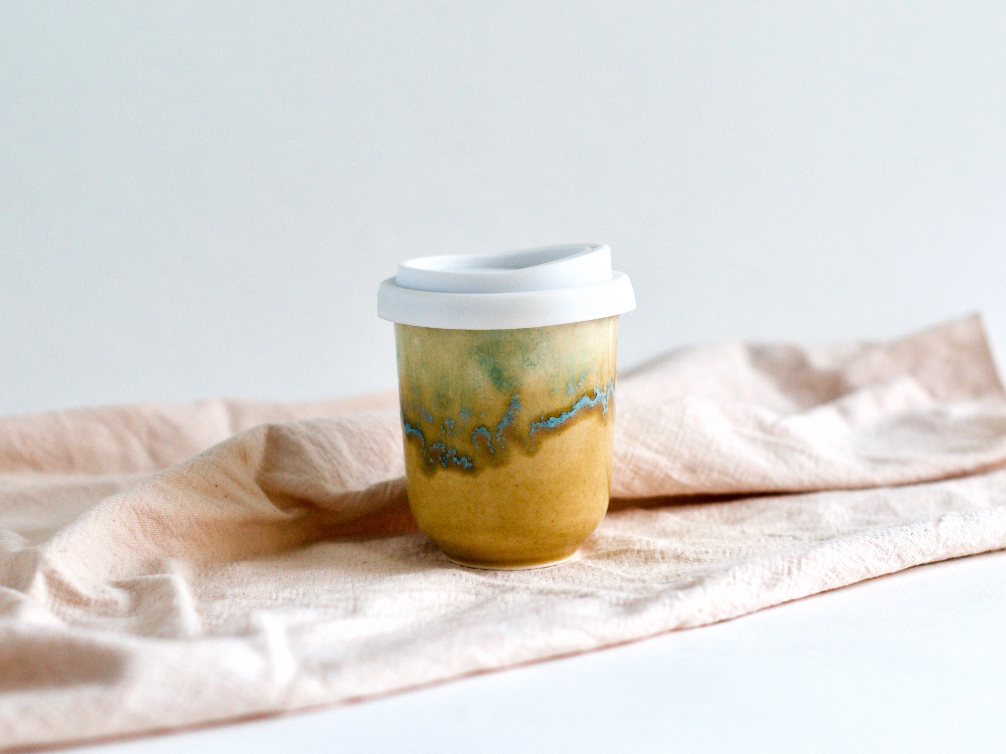 Ceramic travel tumbler with silicon lid small 21342 from Here And Now