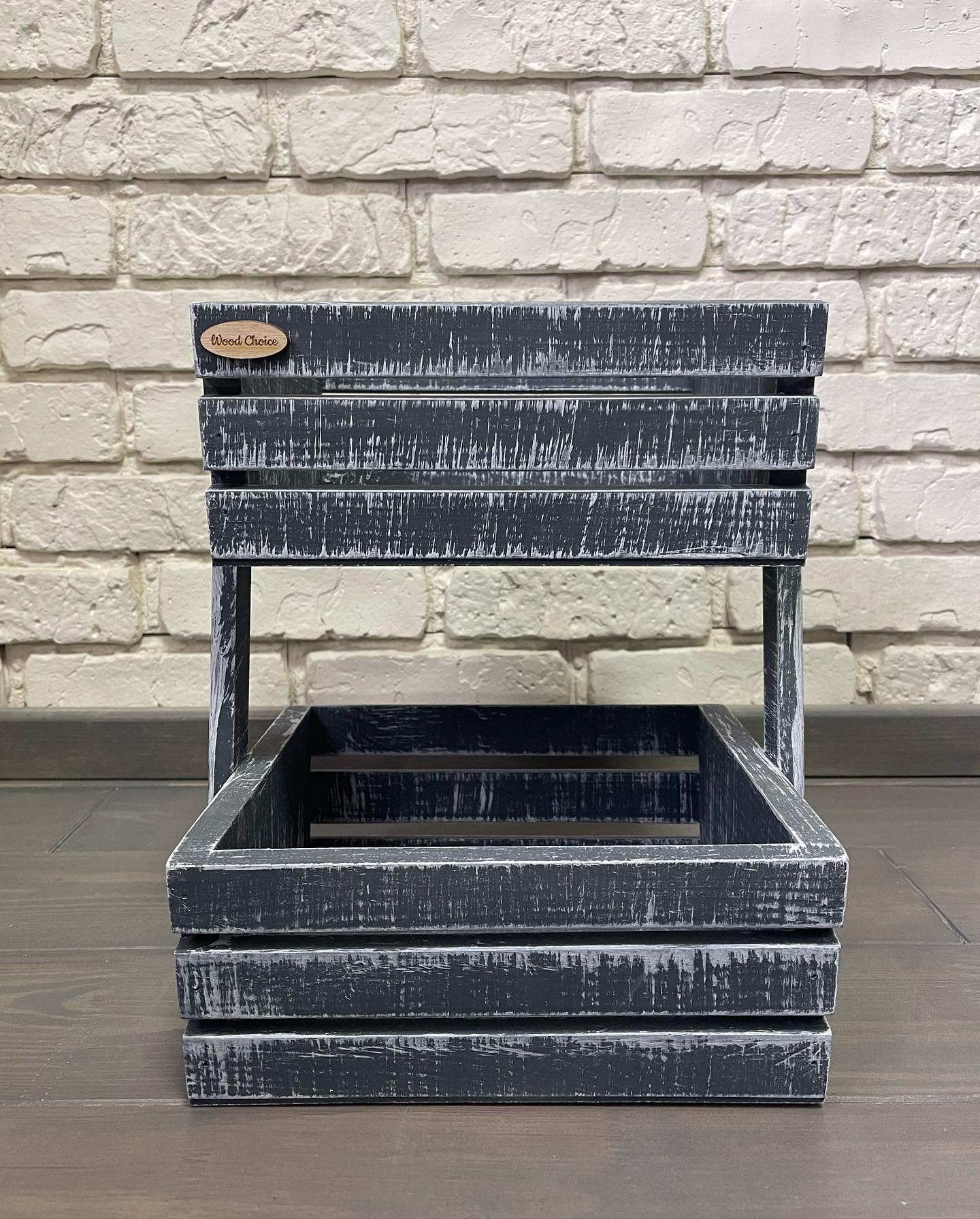 Wooden fruit box, 2 tiers, greywhite 24375 from Wood Choice with