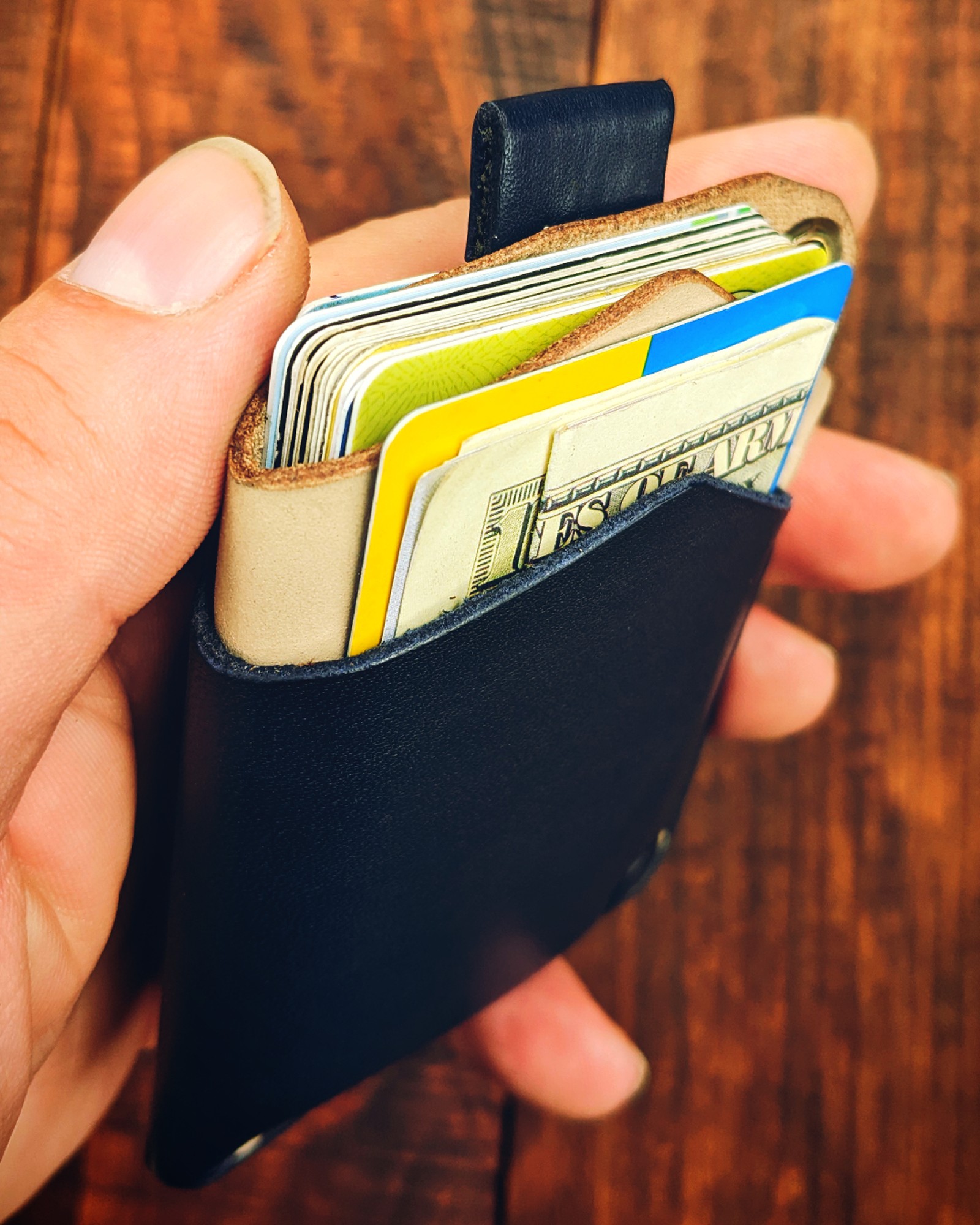 Handmade leather card holder, with embossing 26567 from Osnova