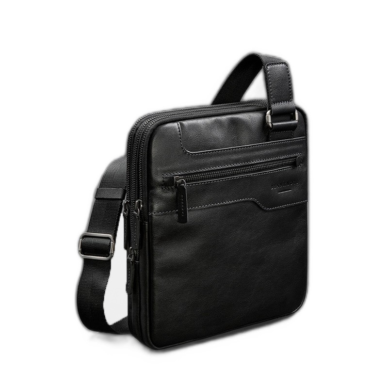 Men's leather messenger bag with 3 zippers 27438 from BlankNote with donate to u24