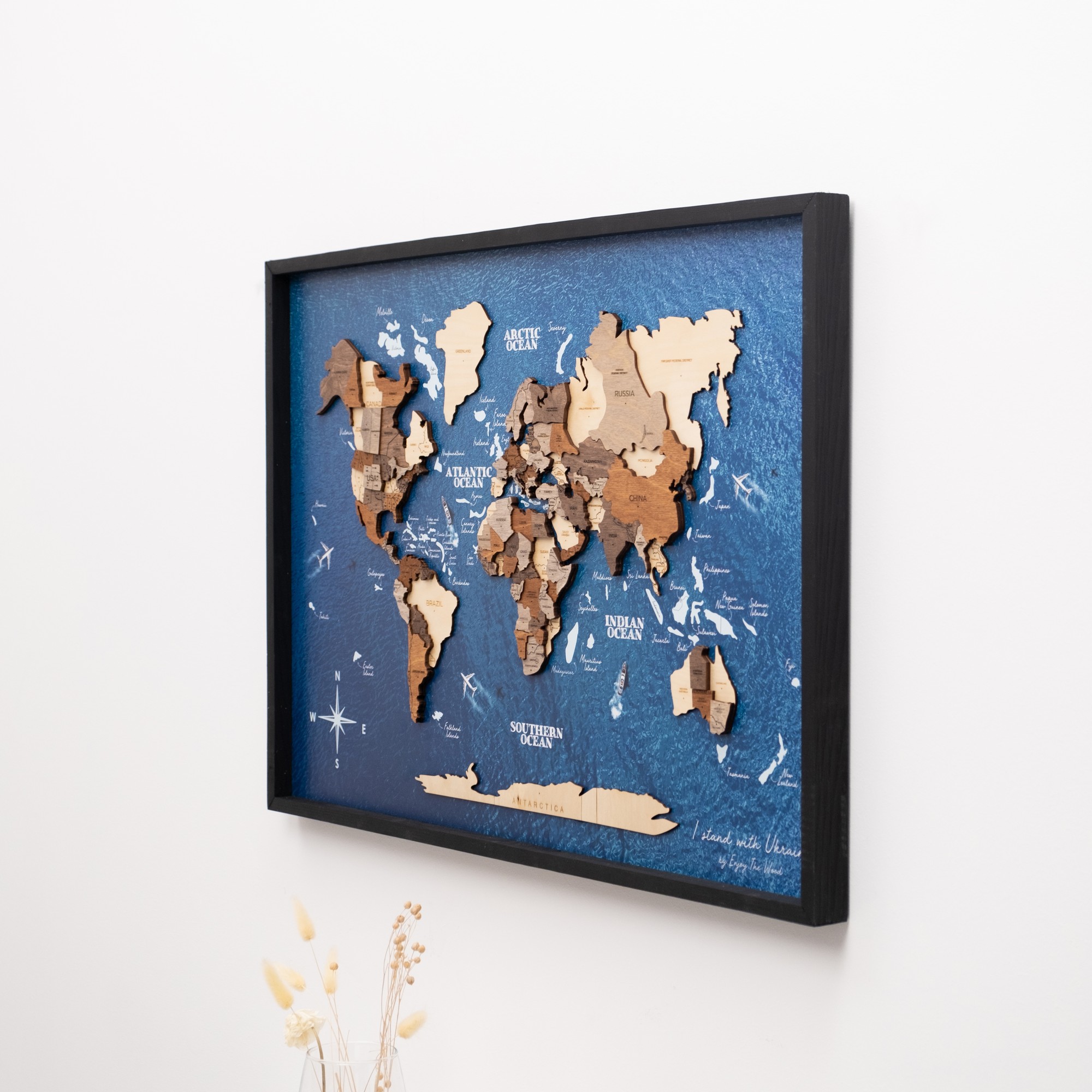 3d wooden panel world map multicolor 28701 from Enjoy The Wood with donate to u24