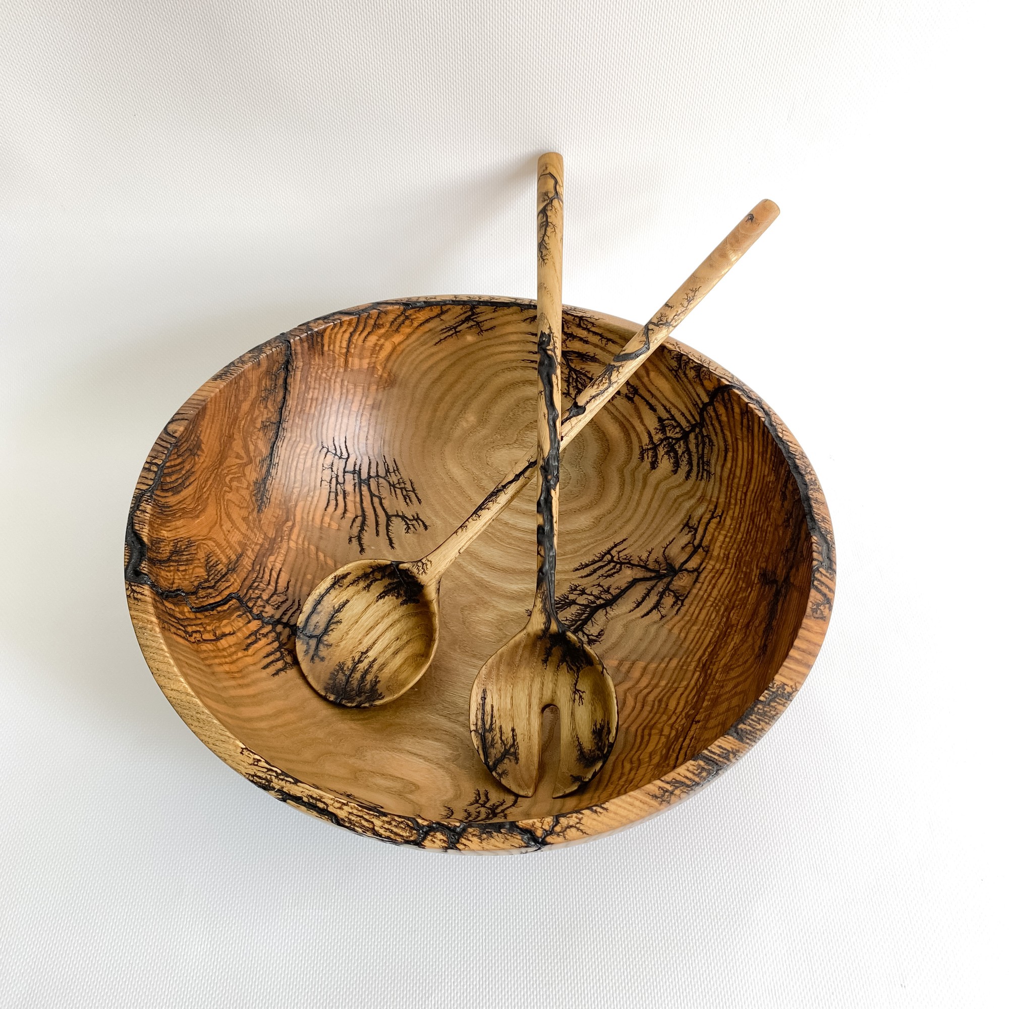 Salad bowl and spoon set handmade, wooden bowl, wooden spoons 27802