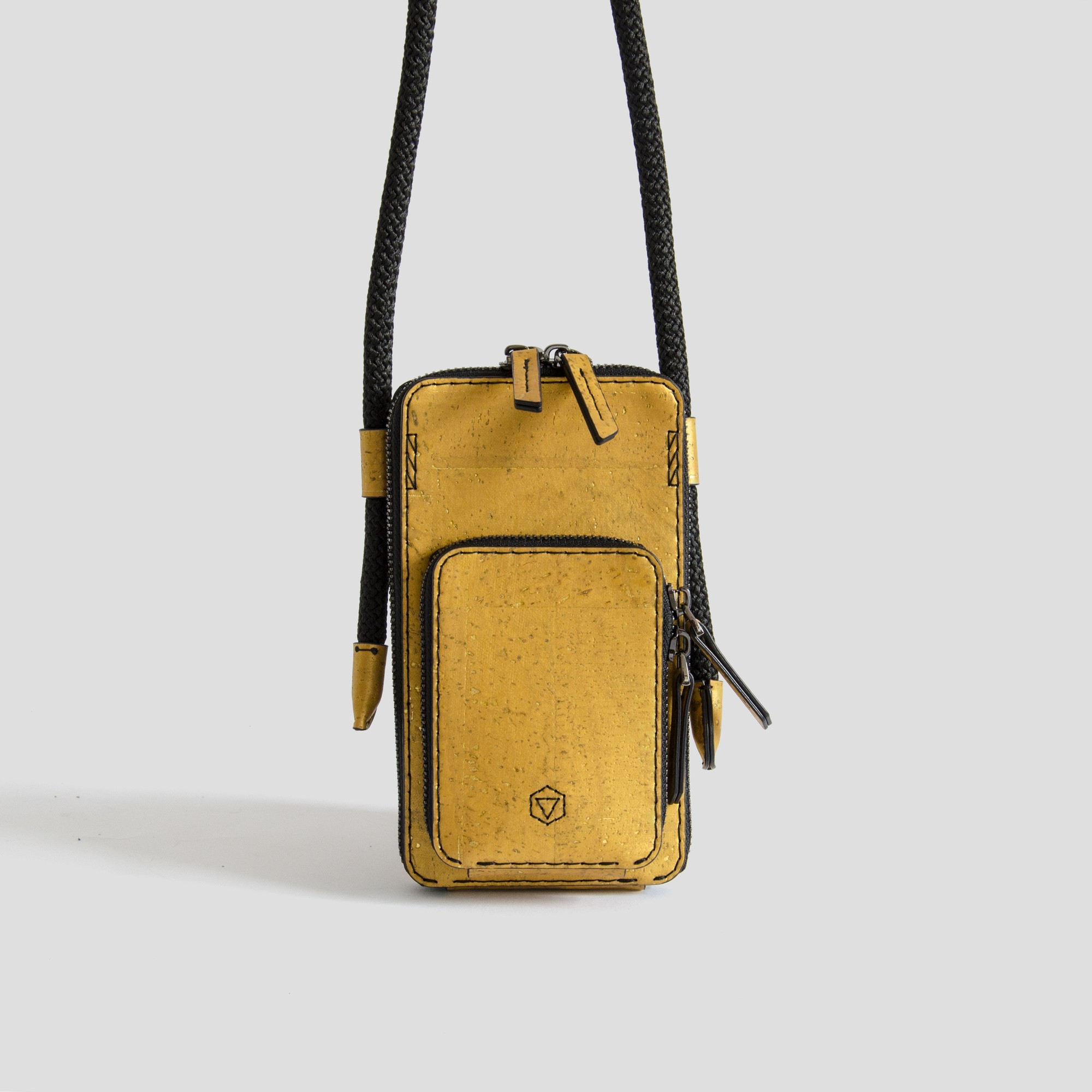 Natural cork leather crossbody phone bag skiddaw in gold color 30071