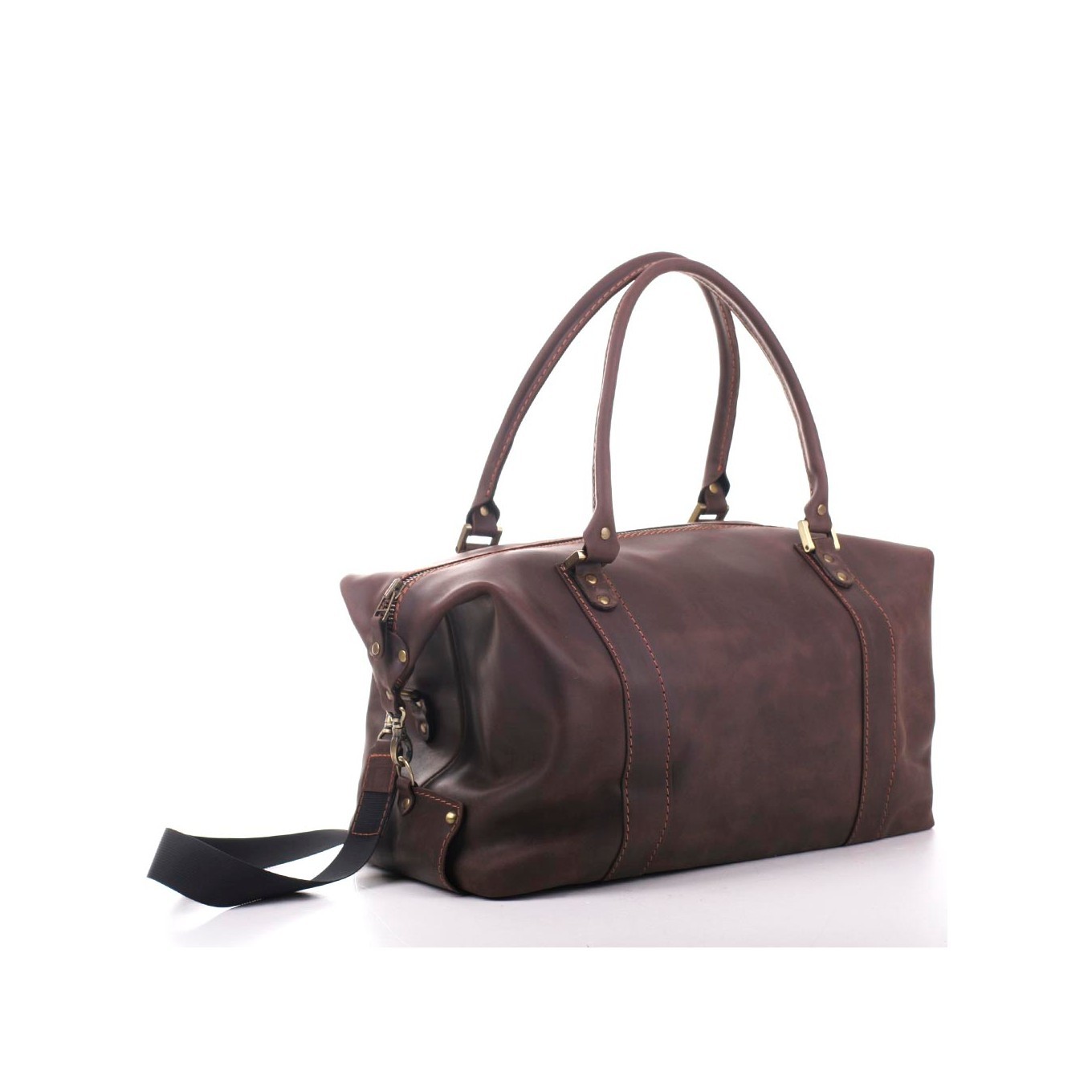 Solid brown leather travel bag 31580 from Old Master with donate to u24