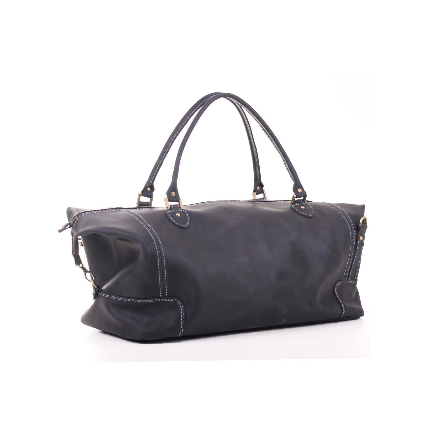 Large and roomy blue leather travel bag 31912 from Old Master with donate to u24