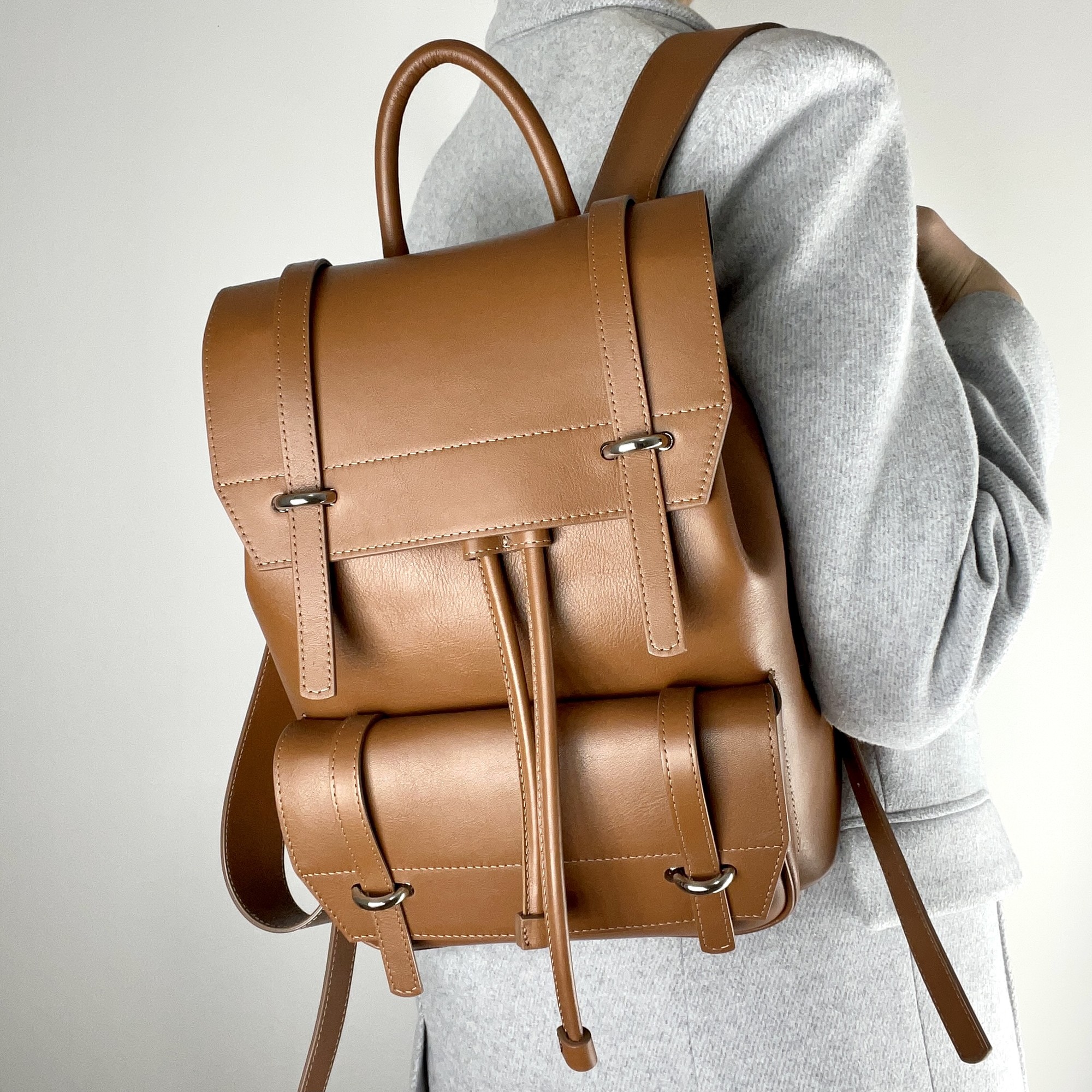 Women's leather backpack, women's urban backpack, brown leather