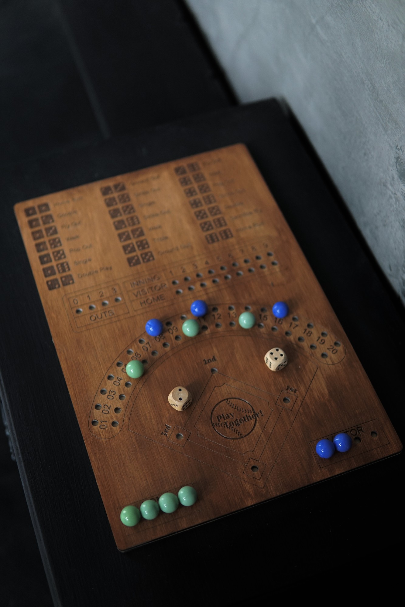 Wooden baseball dice board game,dice and marbles board game,baseball