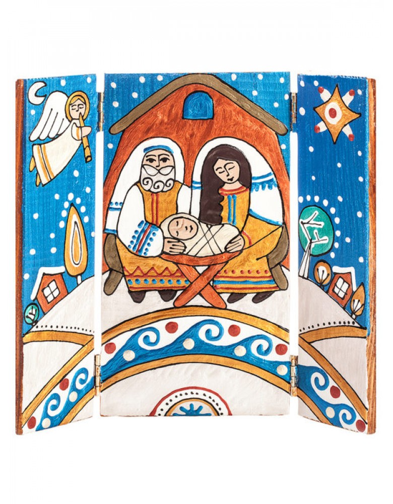 Wooden nativity play «tryptych» 41335 from Koza Dereza with donate to u24