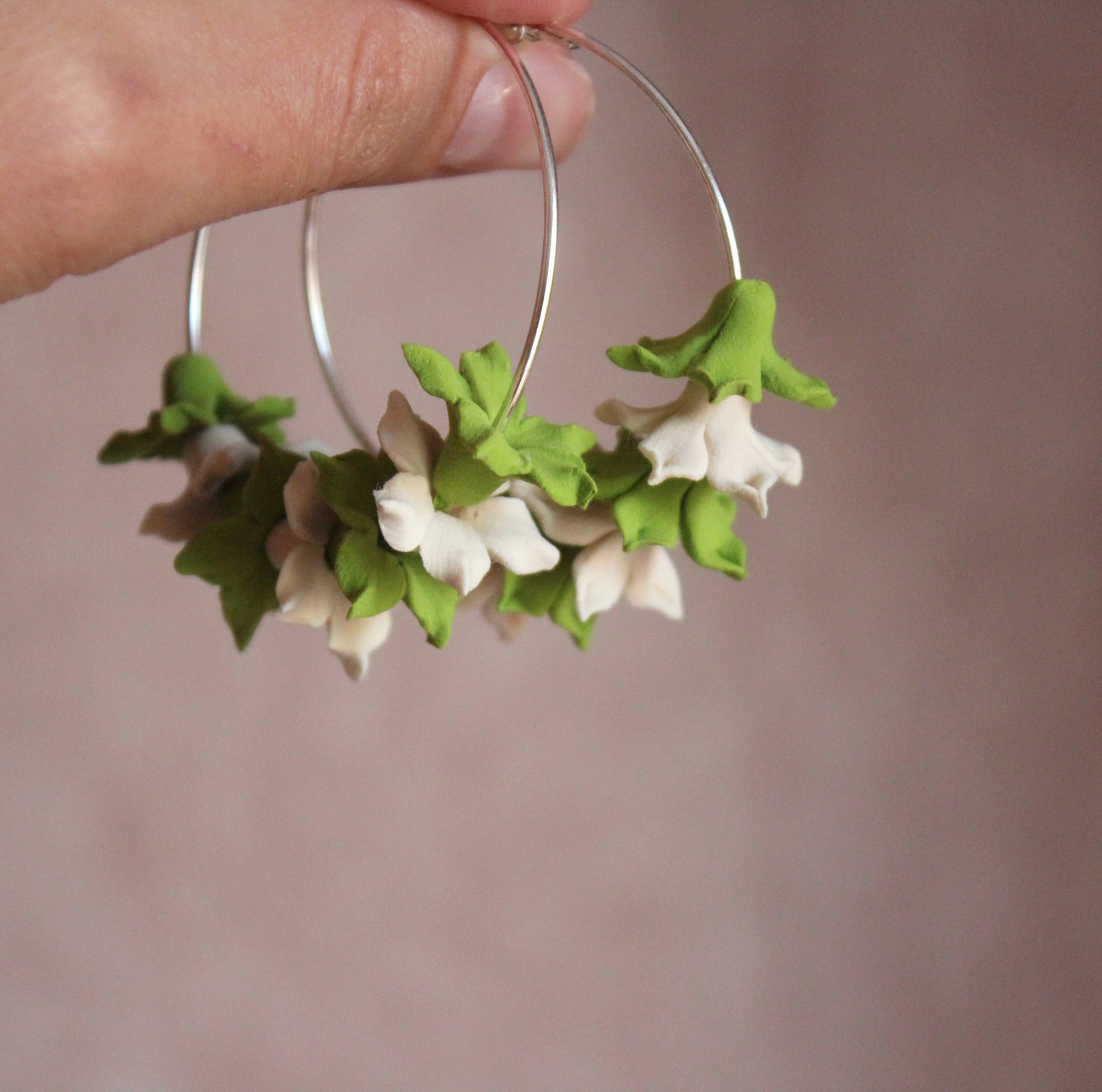 Flower hoop earrings 41739 from FlorAnnahandmade jewelry with donate