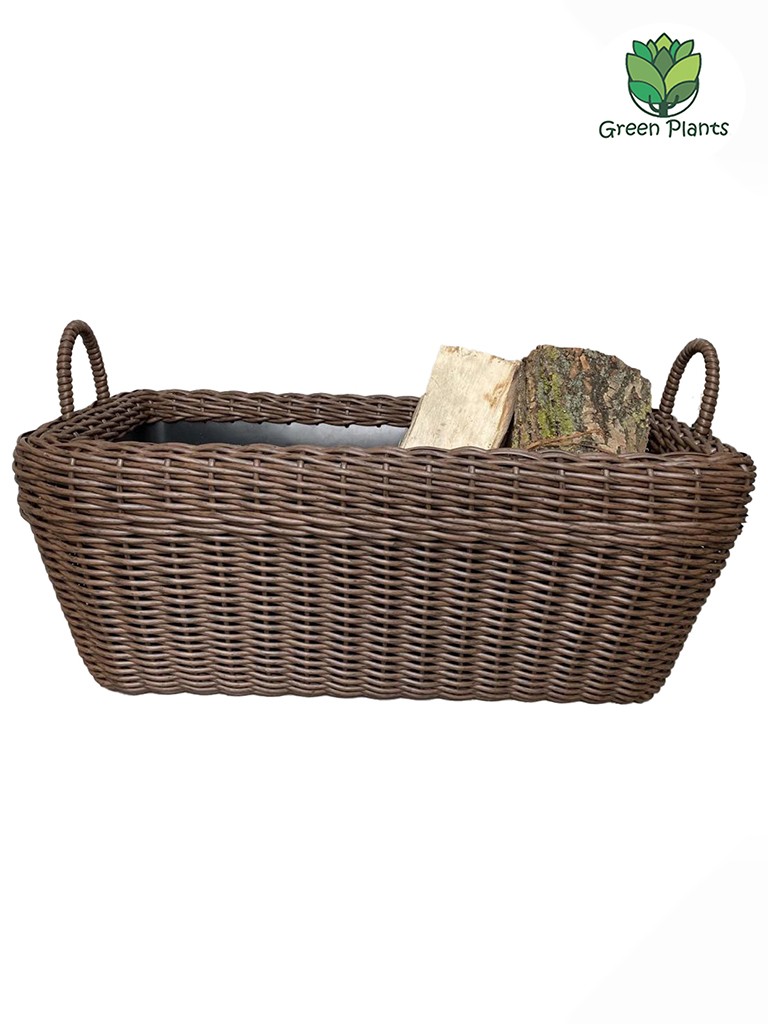 Wicker firewood basket (holder, stand for firewood) 60l. artificial