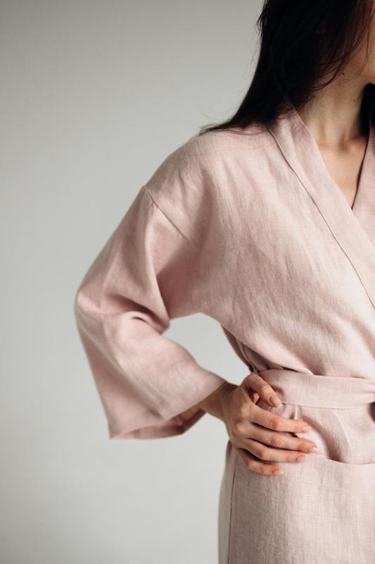 Women's long linen robe