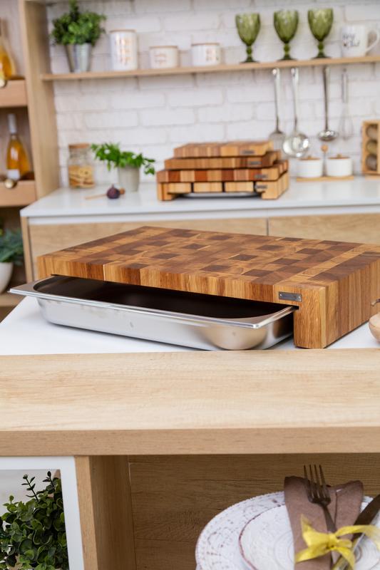 Oak cutting board with tray 60*34 cm 11169 from BEWOODY with donate