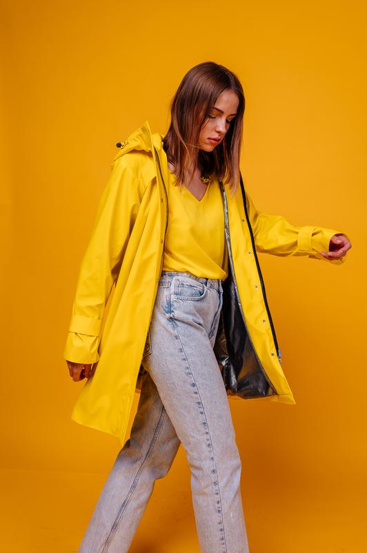 Casual style women's yellow travel raincoat by parasol'ka 12144 from