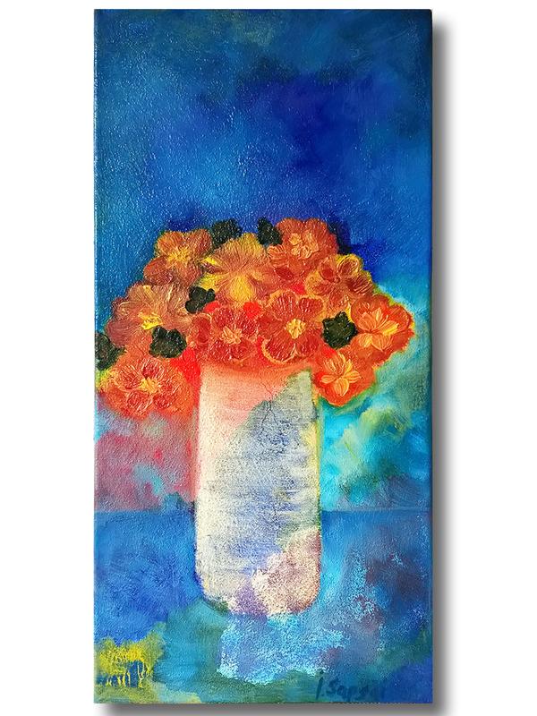Marigold art. yellow flower oil painting on canvas 13702 from