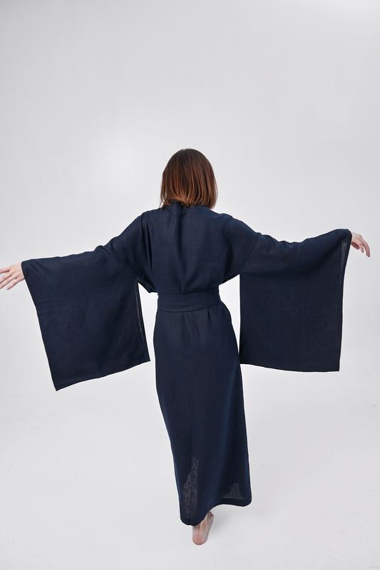 Japanese style linen kimono dress "milky way"