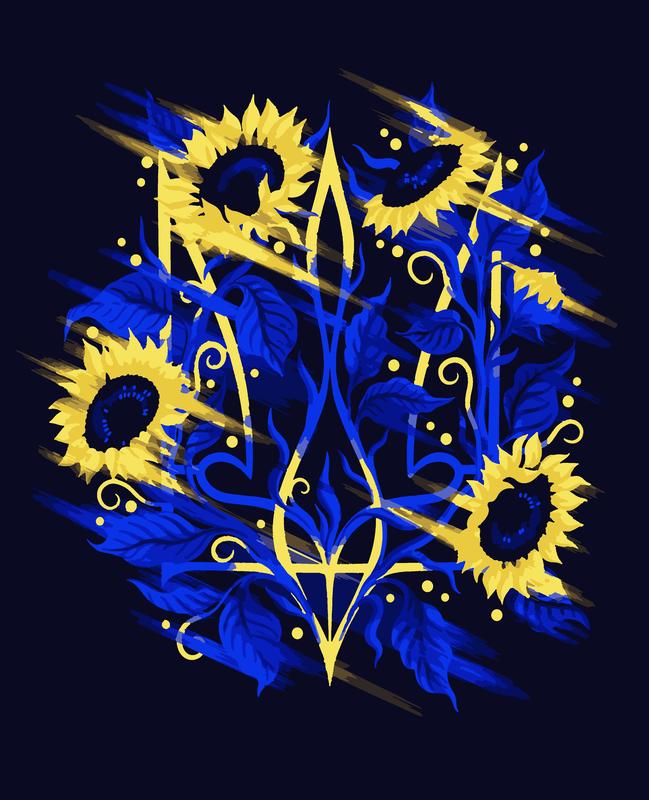 Paint by numbers kit ukrainian symbol trident acrylic oil painting