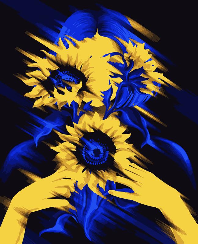 Paint by numbers kit protect sunflowers acrylic oil painting ukraine