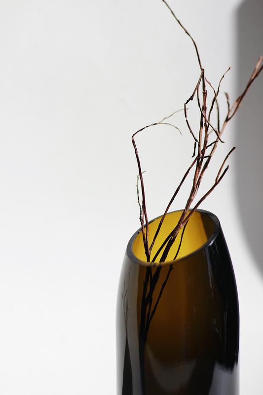 Upcycled wine bottle vase, eco friendly home decor, glass vase, matte