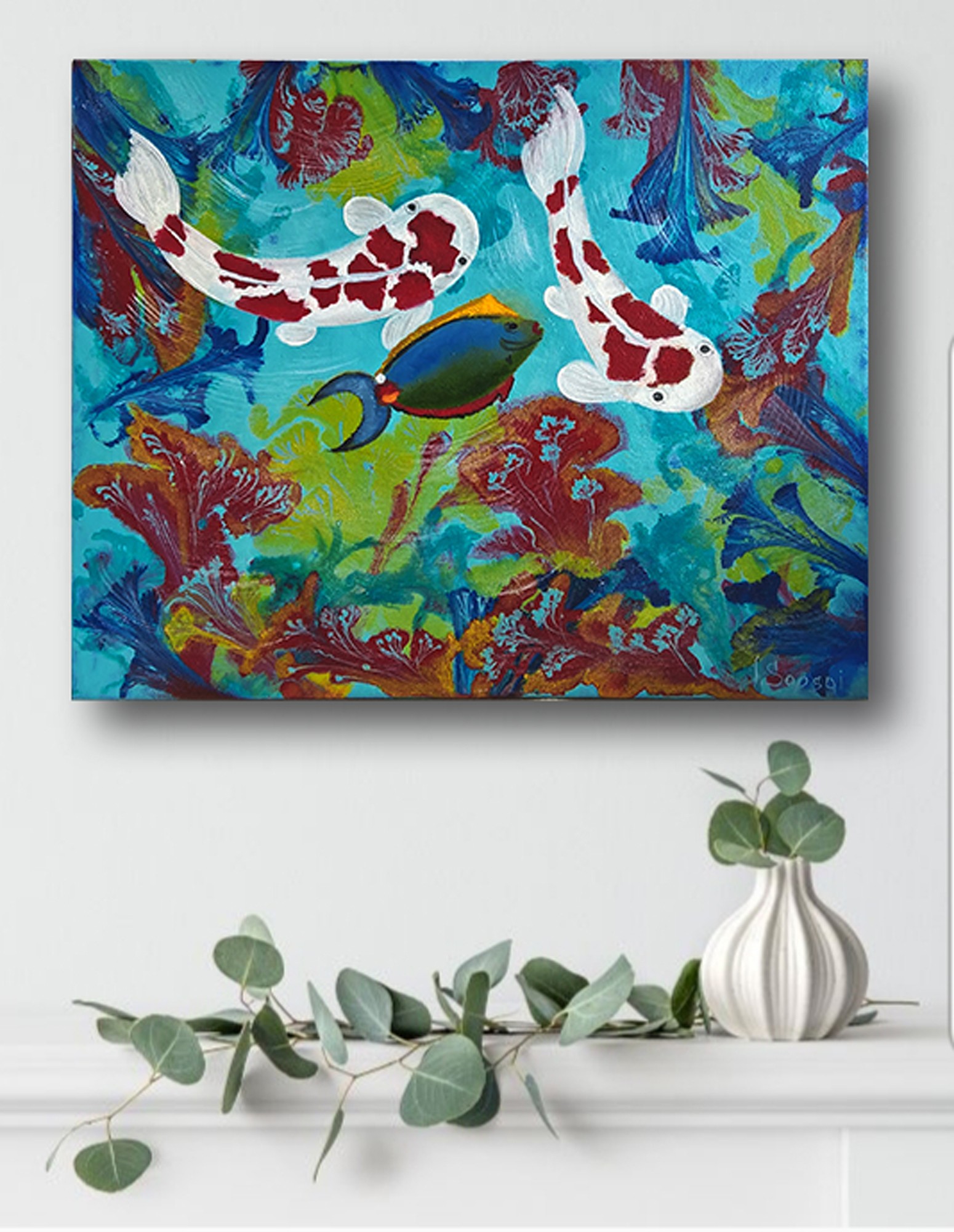 Koi fish painting. fish artwork. original painting 17057 from ArtSapsai with donate to u24