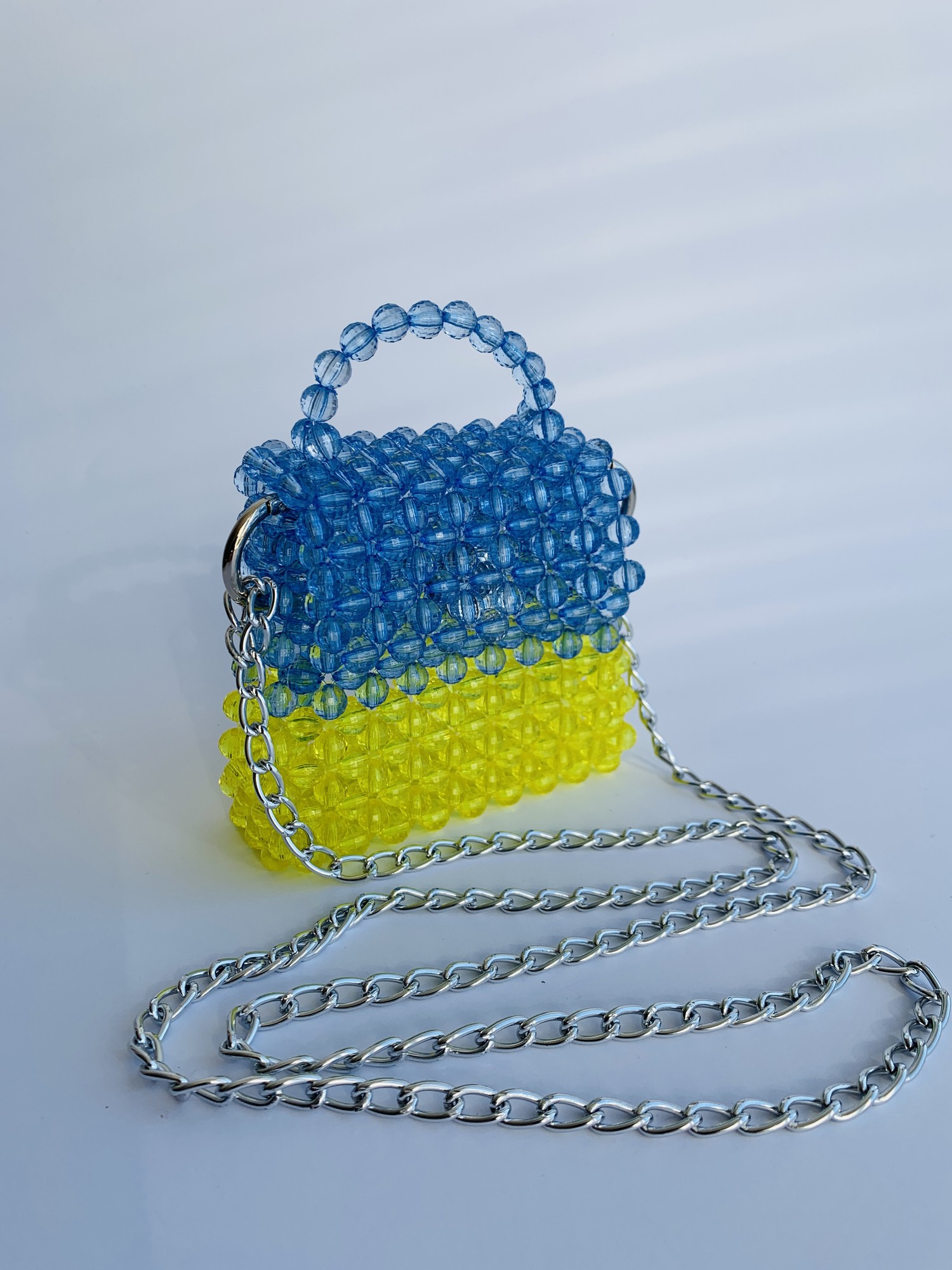 Yellowblue ukrainian bag made of beads mini bag clutch shoulder bag