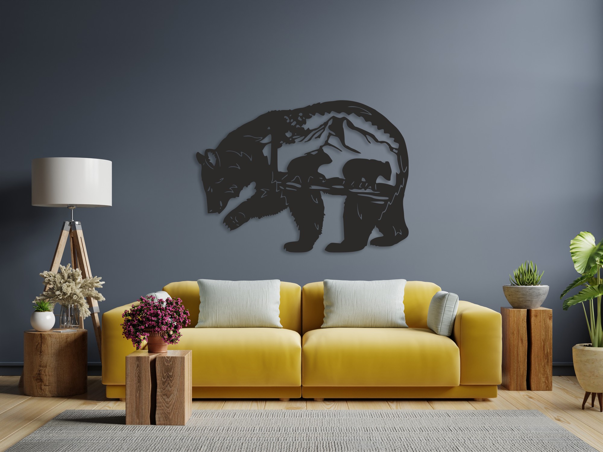 Bear wood wall art, forest decor, mountain wall art, wood wall art home