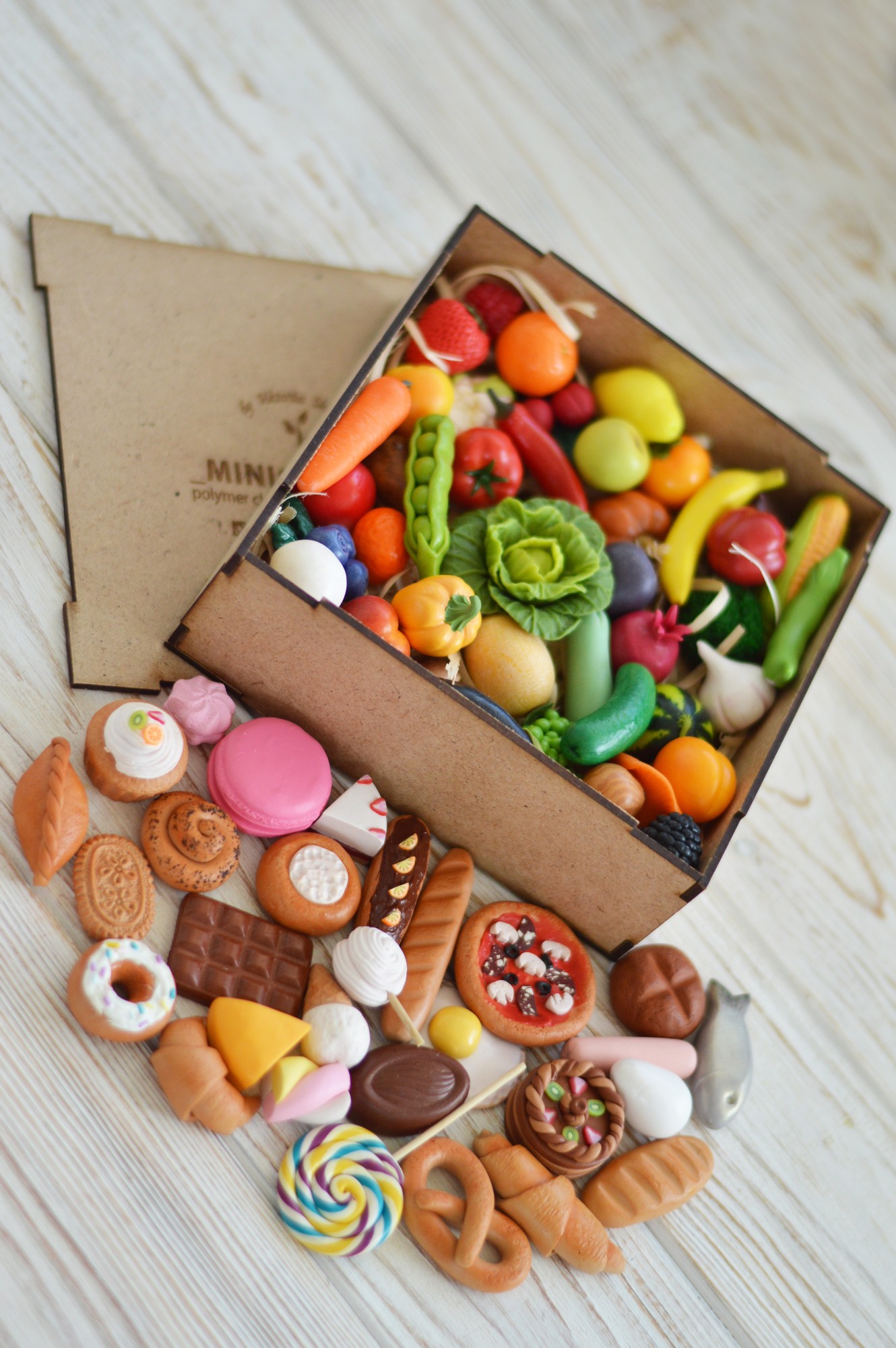 Miniature vegetables, fruits and food polymer clay miniatures