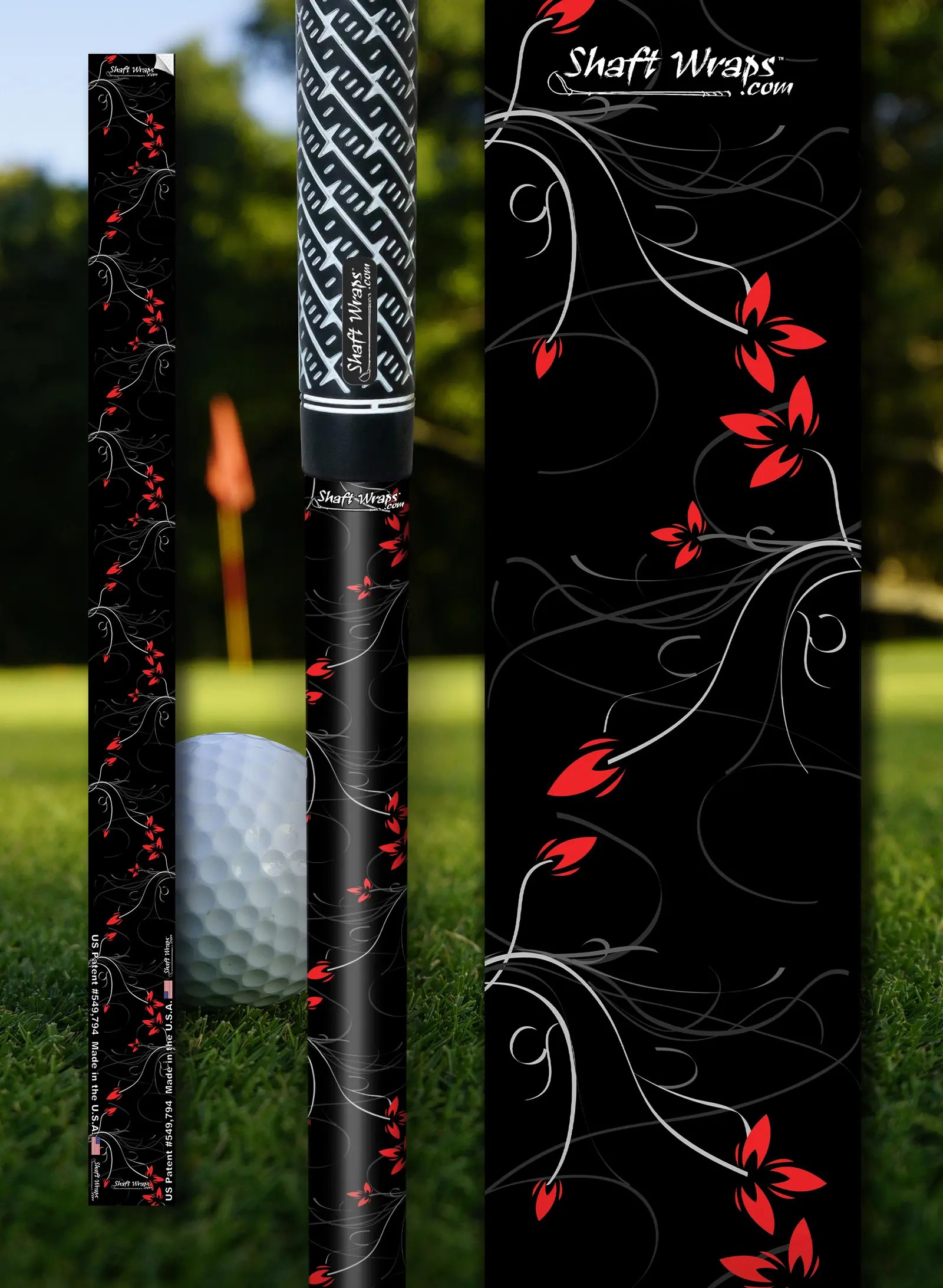 Flowering Red golf club shaft Shaftwraps